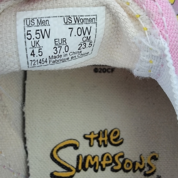 Vans The Simpsons Collaboration Limited Release Lisa Simpson Slip On Shoe W 7 - Picture 14 of 15